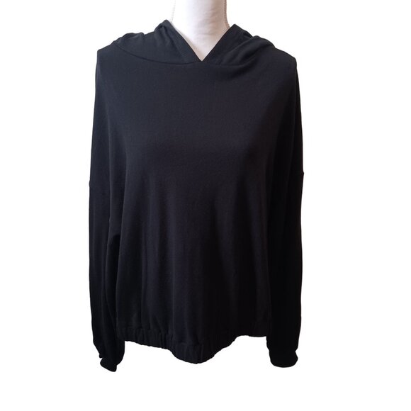 NWT AQUA Athletic Star Sleeve Pullover Hooded Sweatshirt Black Size L - Picture 4 of 13